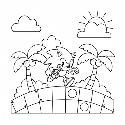 Sonic i Green Hill Zone med palmer