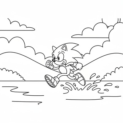 Sonic som springer på vatten