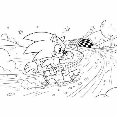 Sonic som sladdar i kurva