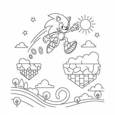 Sonic som hoppar mellan plattformar