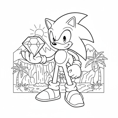 Sonic med Chaos Emerald i handen