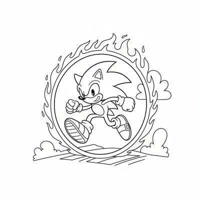 Sonic som springer genom eldloop