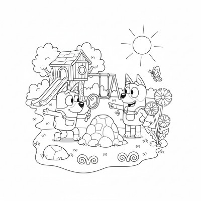 Bluey som leker med Bingo