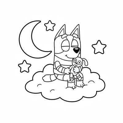 Bluey i pyjamas på kvällen