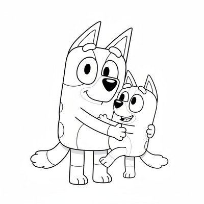 Bluey som kramar Bingo