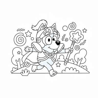 Bluey i fantasilek med dräkt