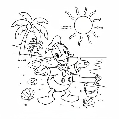 Kalle Anka på stranden