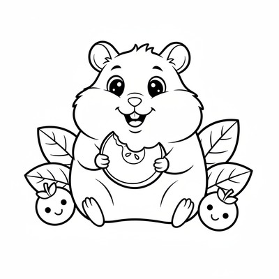 Hamster som håller en bit äpple