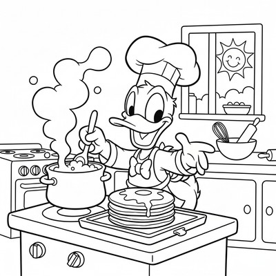 Kalle Anka som lagar mat