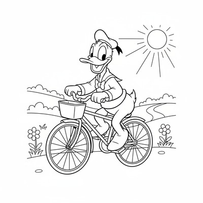 Kalle Anka som cyklar