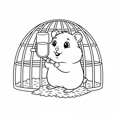Hamster som dricker från en vattenflaska