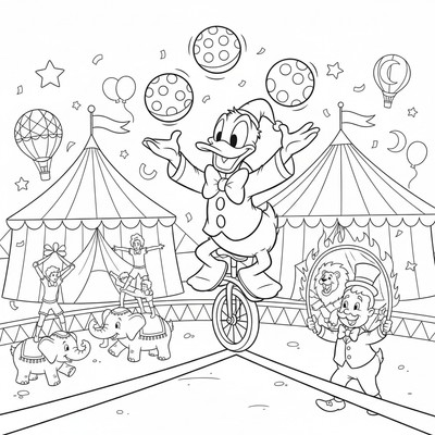 Kalle Anka i cirkusmiljö