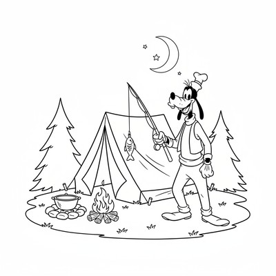 Långben framför campingtält