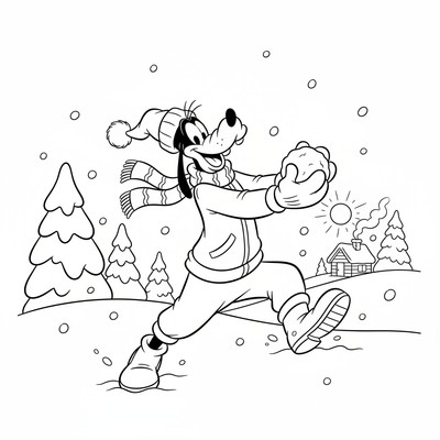 Långben i vinterkläder med snöboll