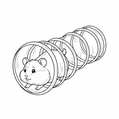 Hamster som kryper genom en genomskinlig tunnel