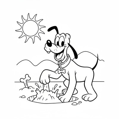 Pluto som gräver i marken