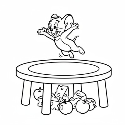 Jerry som springer över ett bord