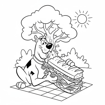 Scooby-Doo som äter en stor sandwich