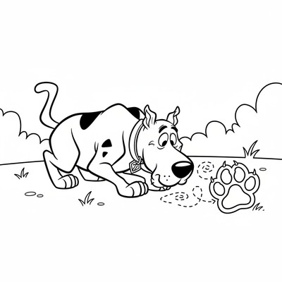 Scooby-Doo som sniffar på marken