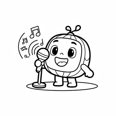 Cocomelon som sjunger med mikrofon