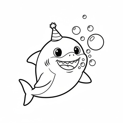 Baby Shark som blåser bubblor