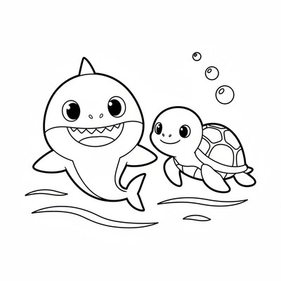 Baby Shark med sköldpadda