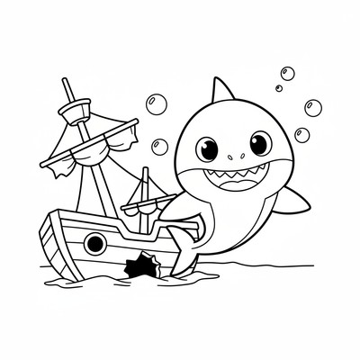 Baby Shark framför skeppsvrak