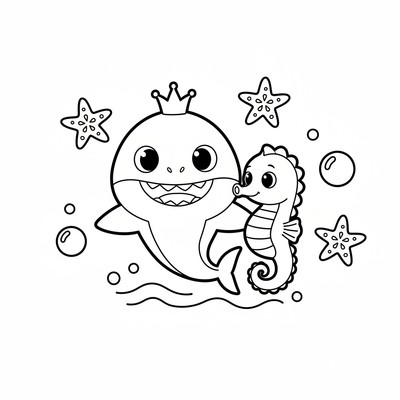 Baby Shark med sjöhäst