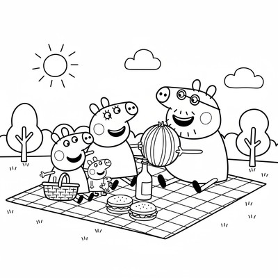 Peppa Pig på picknick med familjen