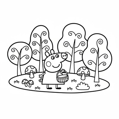 Peppa Pig i skogen med korg