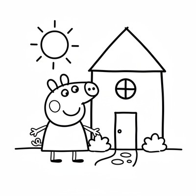 Peppa Pig framför huset