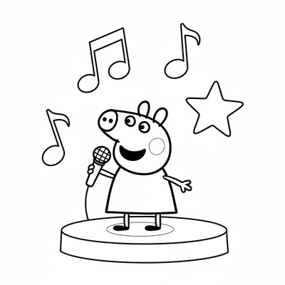 Peppa Pig som sjunger med mikrofon
