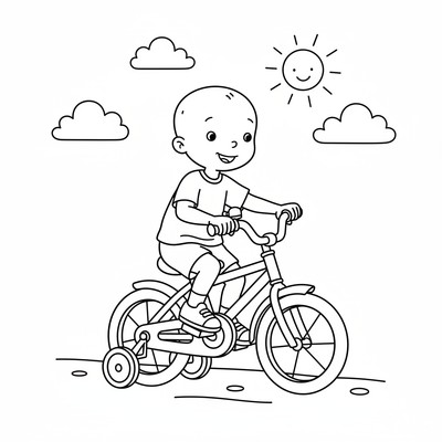 Caillou som cyklar med stödhjul