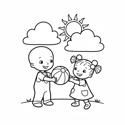 Caillou som leker med syster Rosie