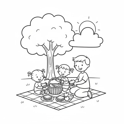 Caillou på picknick med familjen