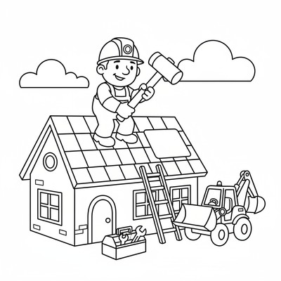 Byggare Bob som lagar tak