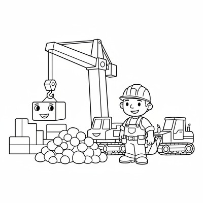 Byggare Bob på bygge med Lofty kranen