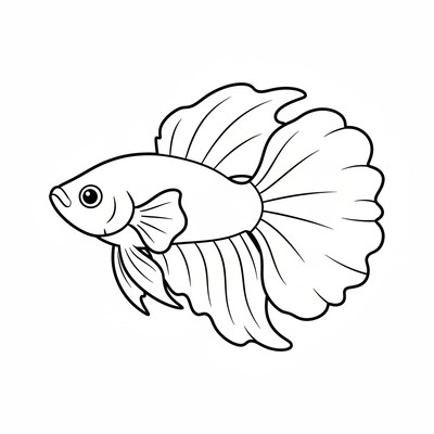 Betta i profil med lång slöjstjärt