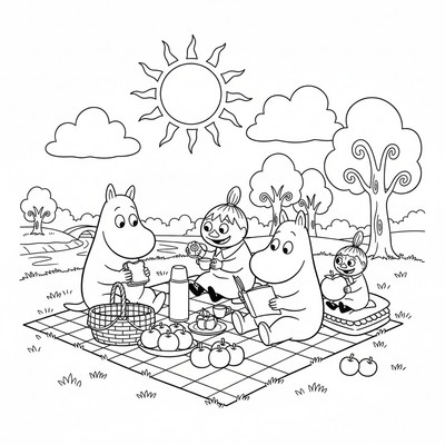Mumin på picknick med familjen