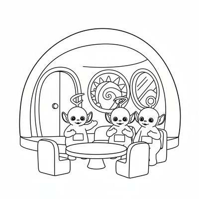 Teletubbies i sitt hus