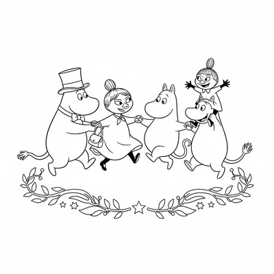 Muminfamiljen som dansar tillsammans