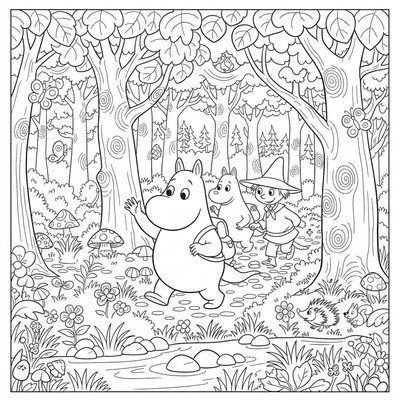 Mumin på äventyr i skogen