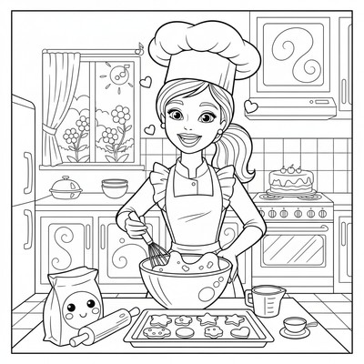 Barbie i köket som bakar