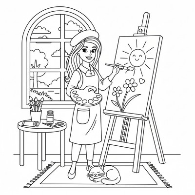 Barbie som målar tavla