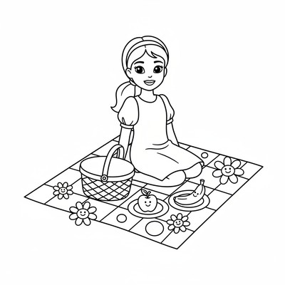 Barbie på picknickfilt