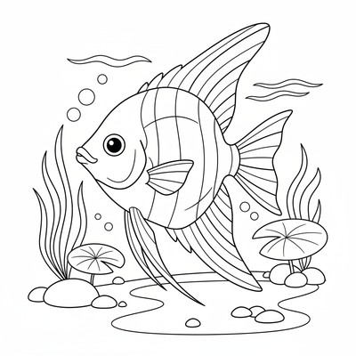 Skalar (angelfish) med randig fena