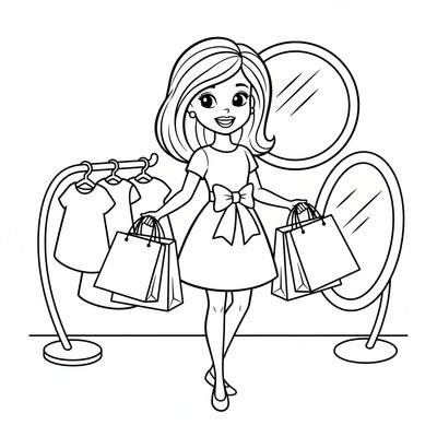 Barbie som shoppar med kassar