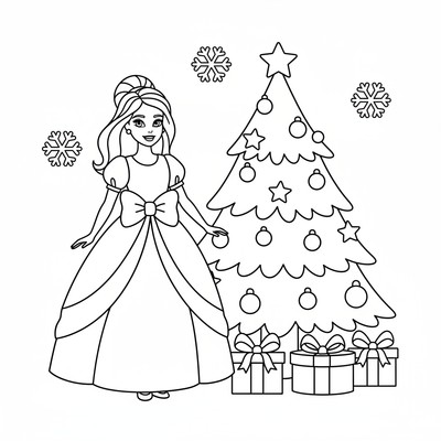 Barbie i julmiljö med gran