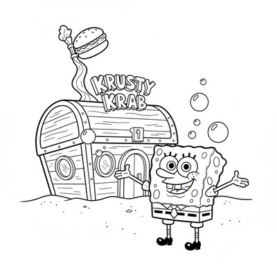 Svampbob i Krusty Krab-restaurangen