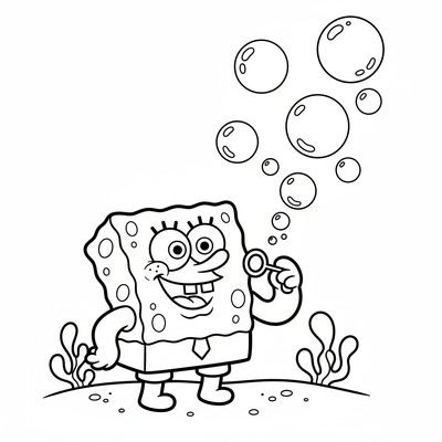 Svampbob som blåser bubblor